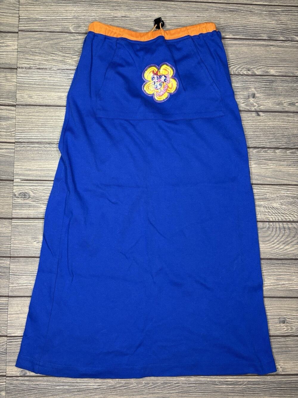Vintage Powerpuff Girls Cartoon Network Sz 10/12 Maxi Blue Skirt Pocket RARE Y2K